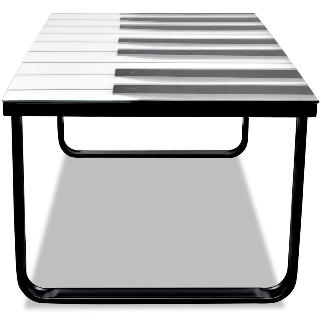 vidaXL Konferenčný stolík, sklenená doska s potlačou kláves