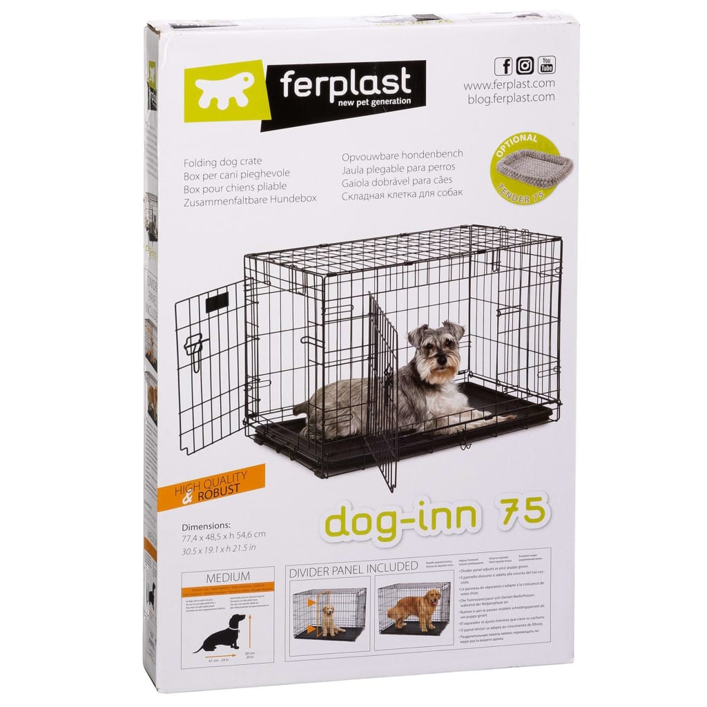 Ferplast Klietka pre psa Dog-Inn 75" 77,4x48,5x54,6 cm šedá