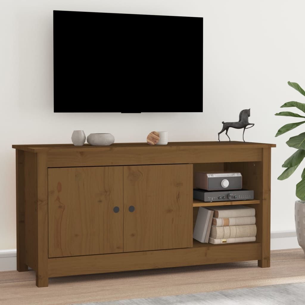 vidaXL TV skrinka medovo-hnedá 103x36,5x52 cm masívna borovica