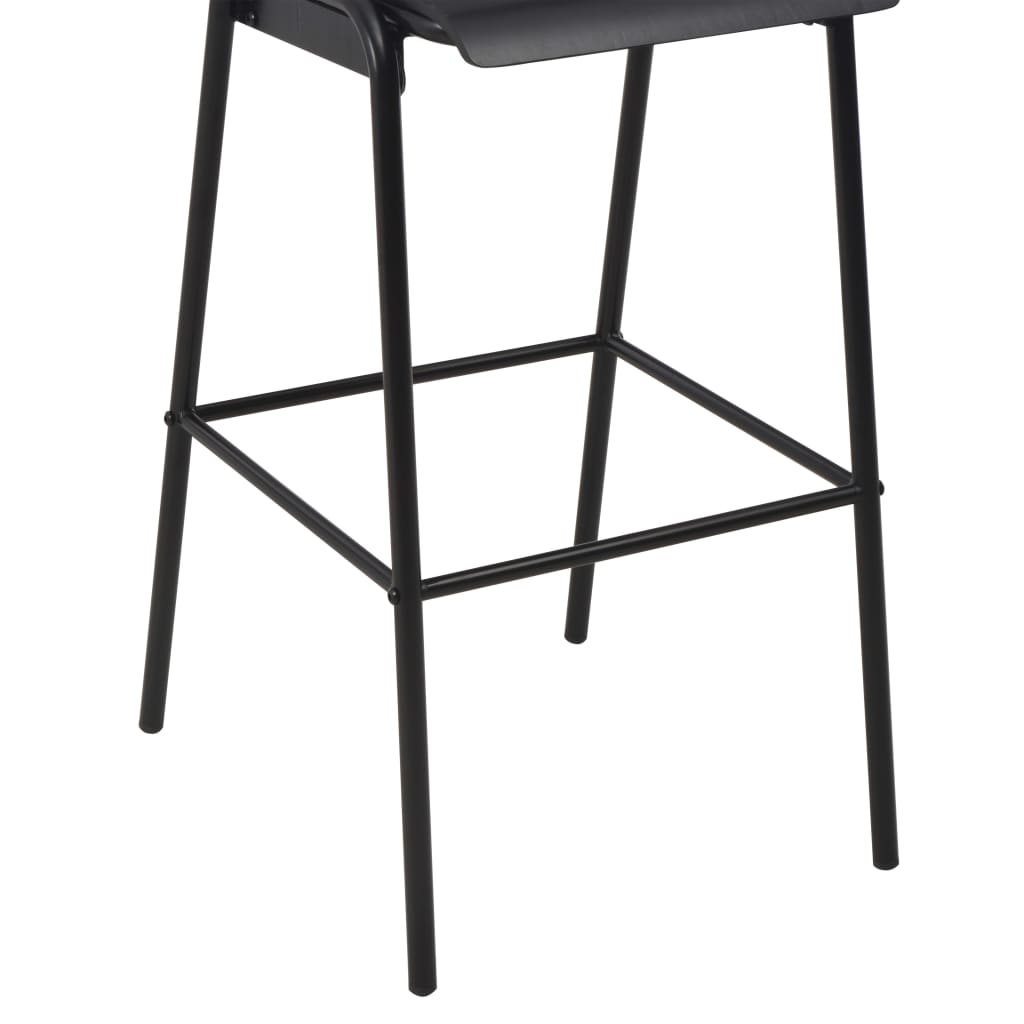 vidaXL Barové stoličky 2 ks, čierne, masívna preglejka a oceľ
