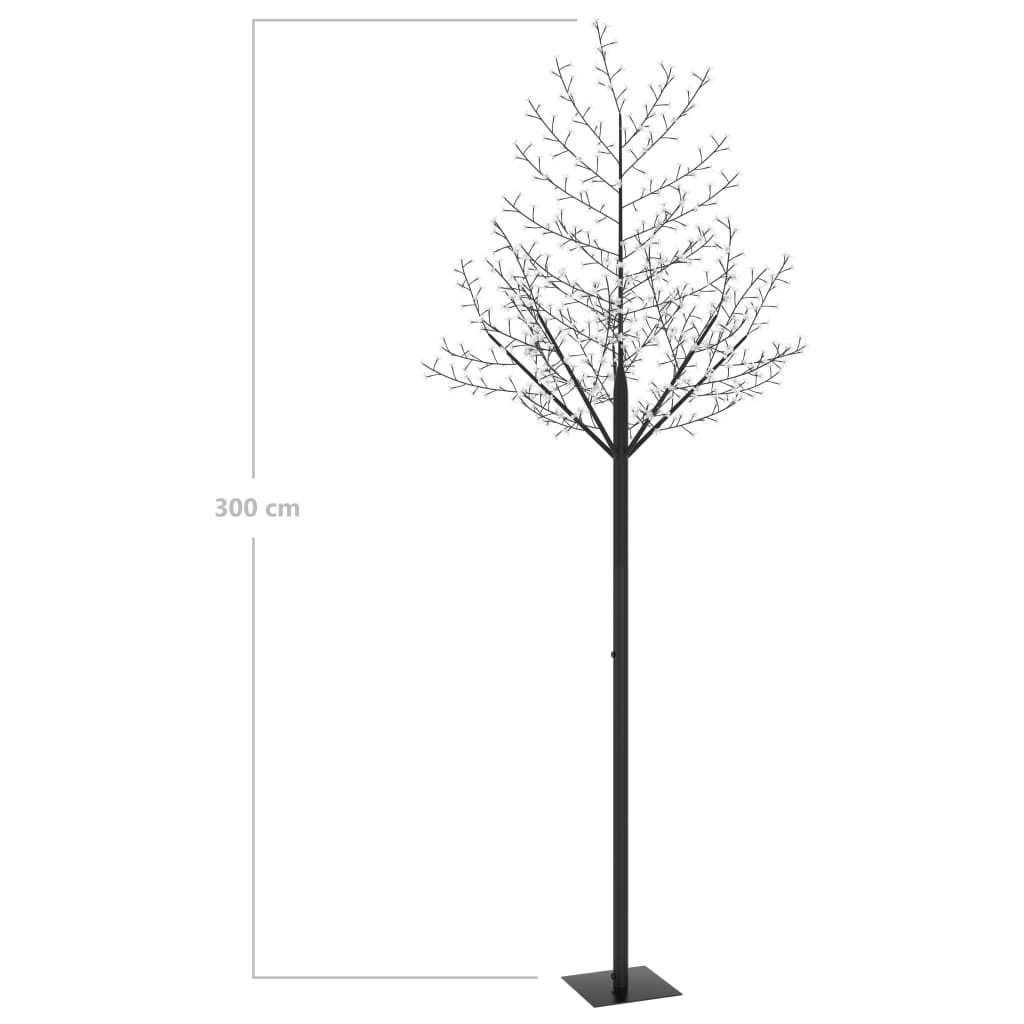 vidaXL Vianočný stromček 600 LED teplé biele svetlo kvety čerešne 300 cm