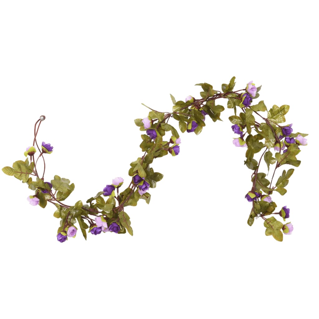 vidaXL Umelé kvetinové girlandy 6 ks, svetlofialové 215 cm