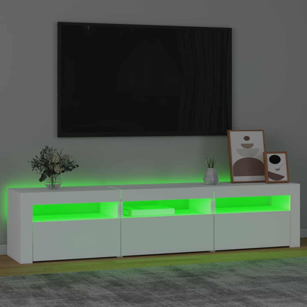 vidaXL TV skrinka s LED svetlami biely 180x35x40 cm