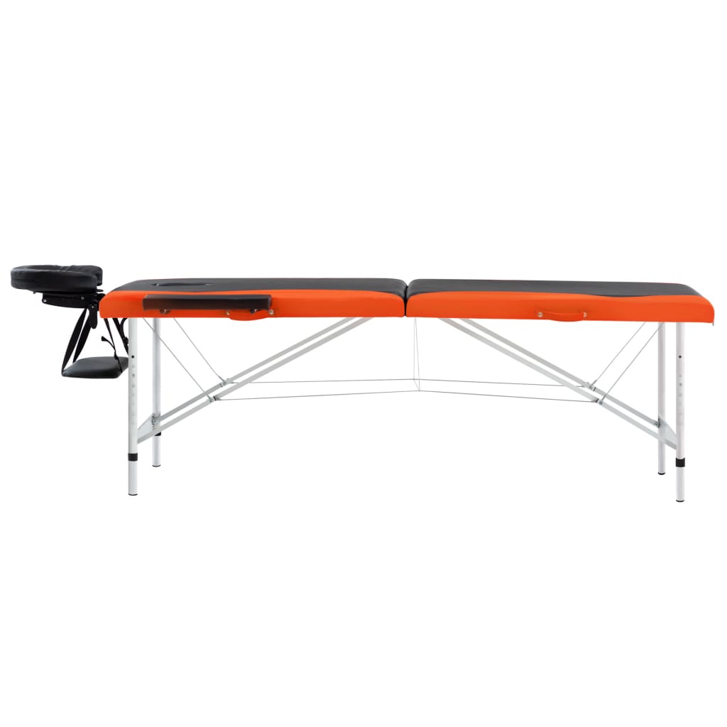 vidaXL 2-zónový skladací masážny stôl čierno-oranžový hliníkový