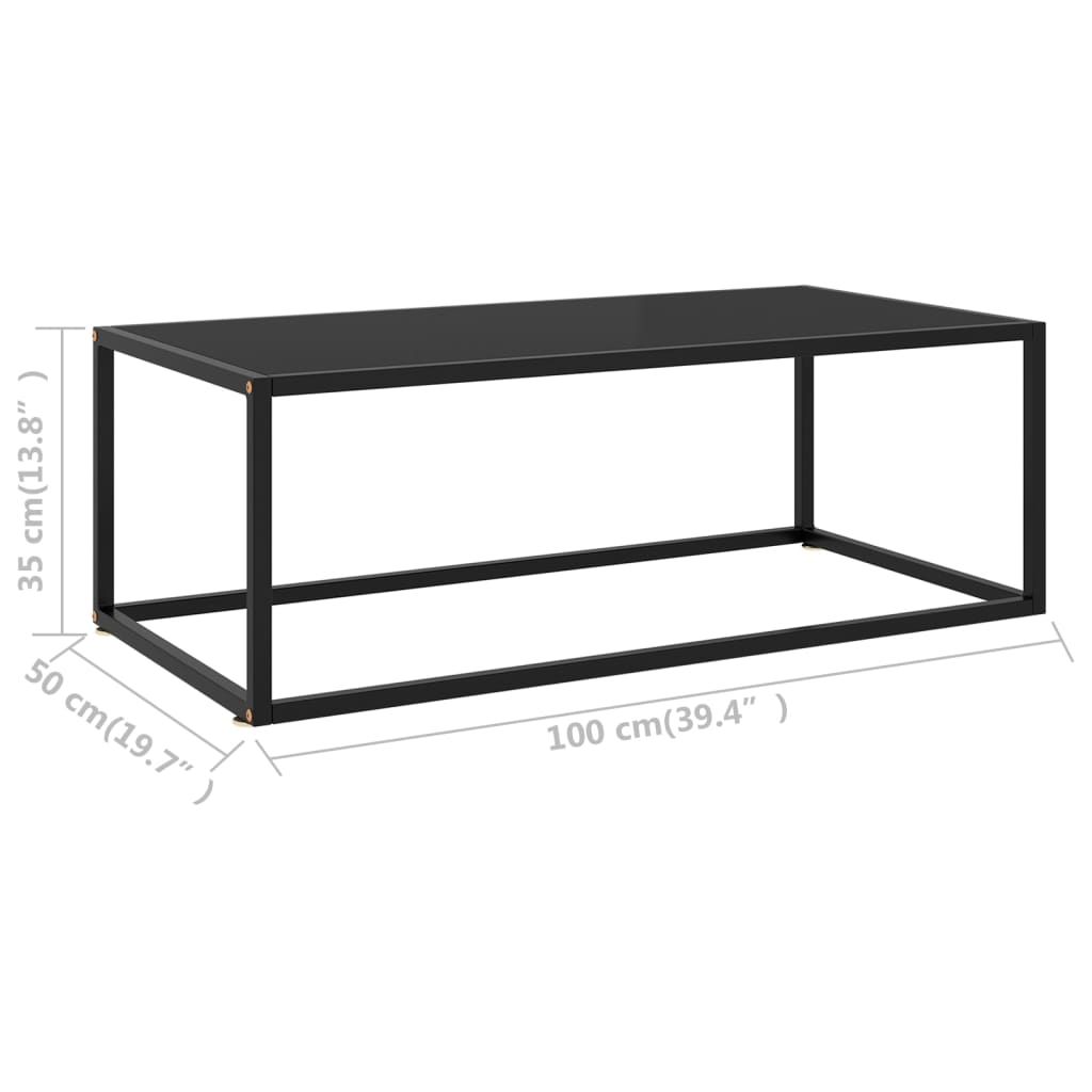 vidaXL Konferenčný stolík, čierny, čierne sklo 100x50x35 cm