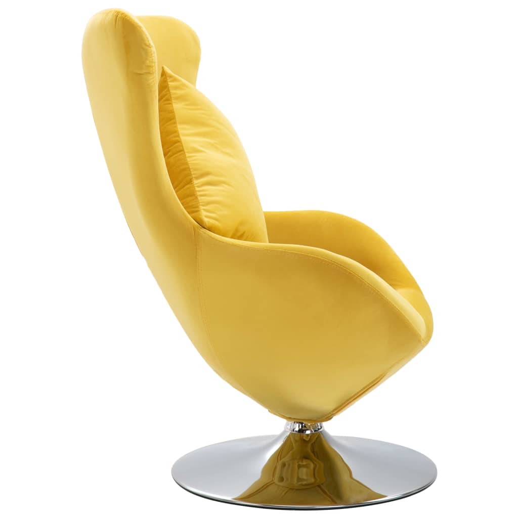 vidaXL Otočná stolička v tvare vajca s vankúšom žltá zamatová