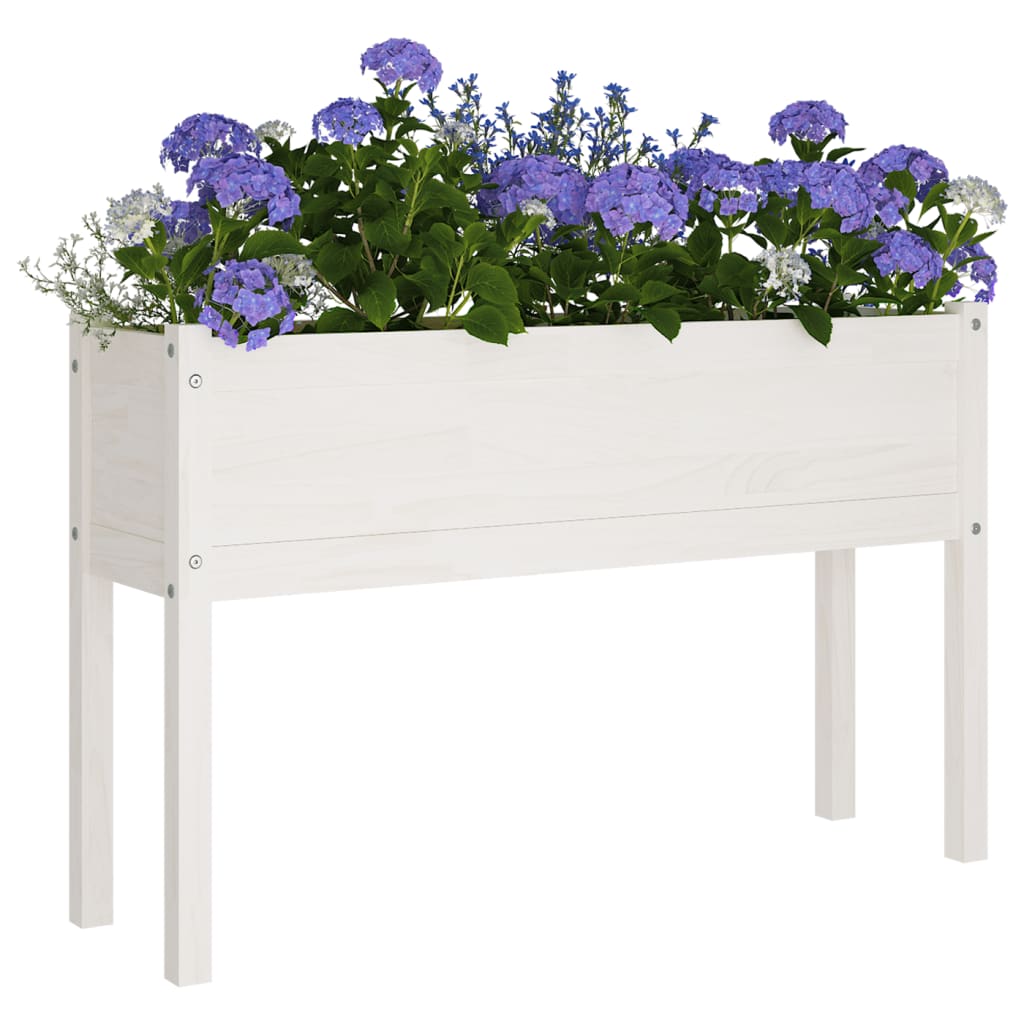 vidaXL Záhradné kvetináče 2 ks biele 110x31x70 cm borovicový masív