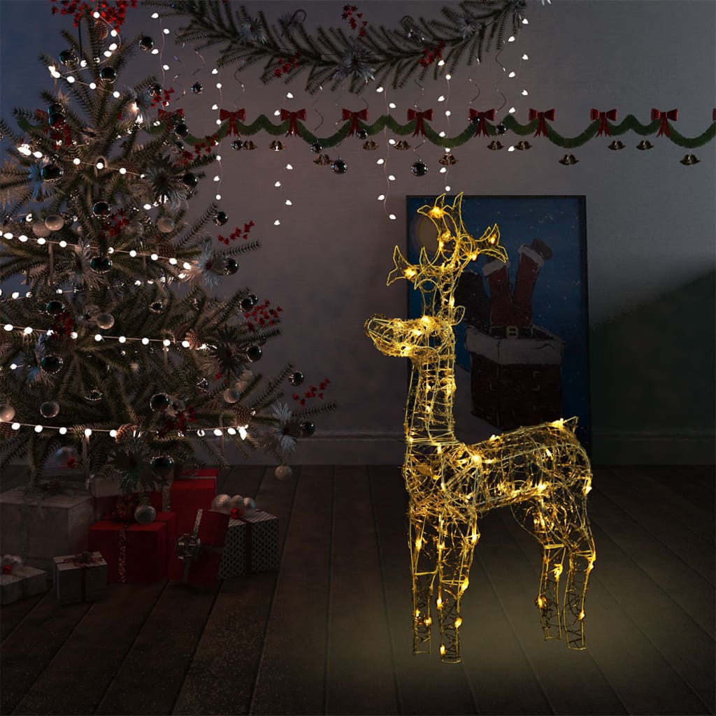 vidaXL Vianočná dekorácia so sobom 90 LED 60x16x100 cm akryl