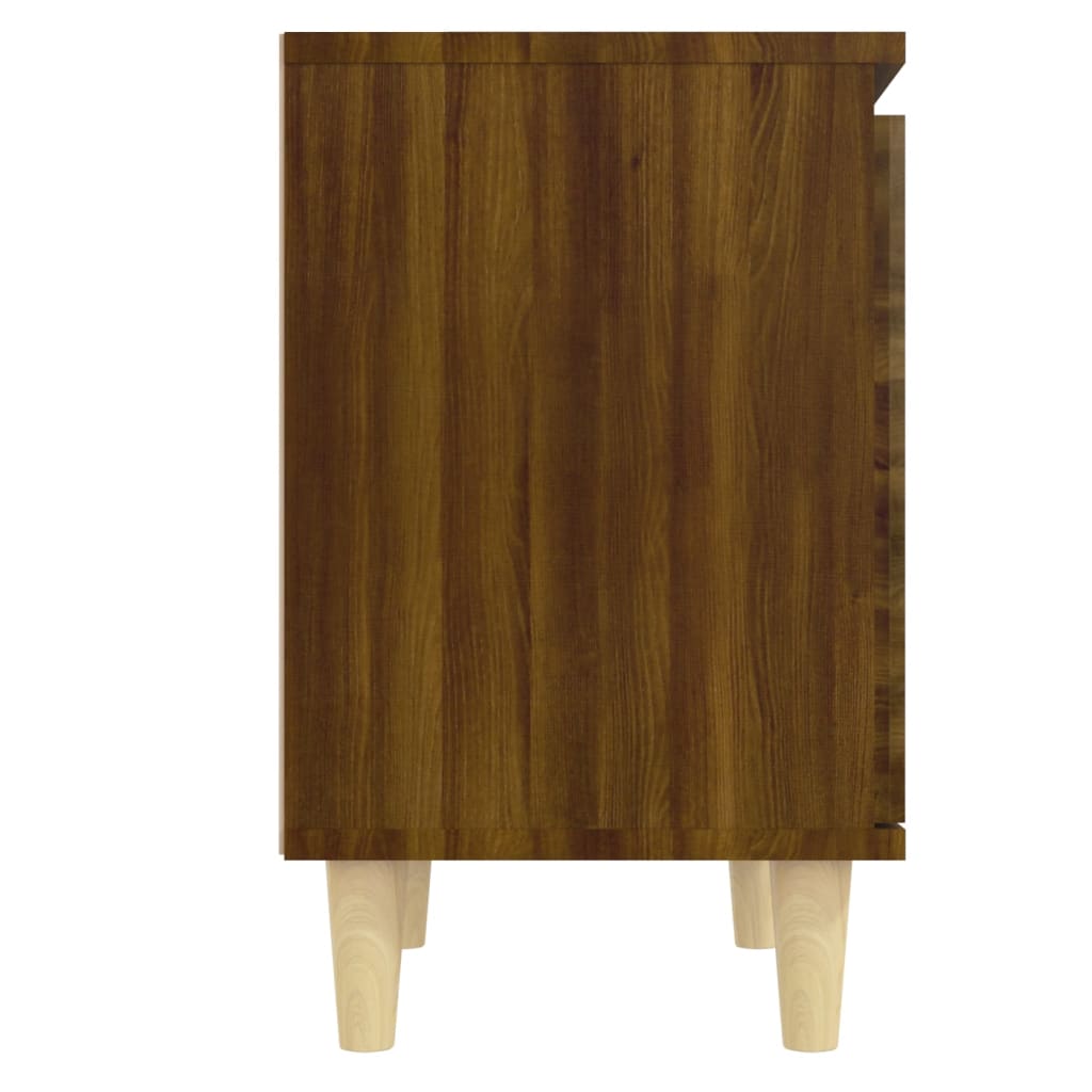 vidaXL Nočný stolík s nohami z masívneho dreva hnedý dub 40x30x50 cm