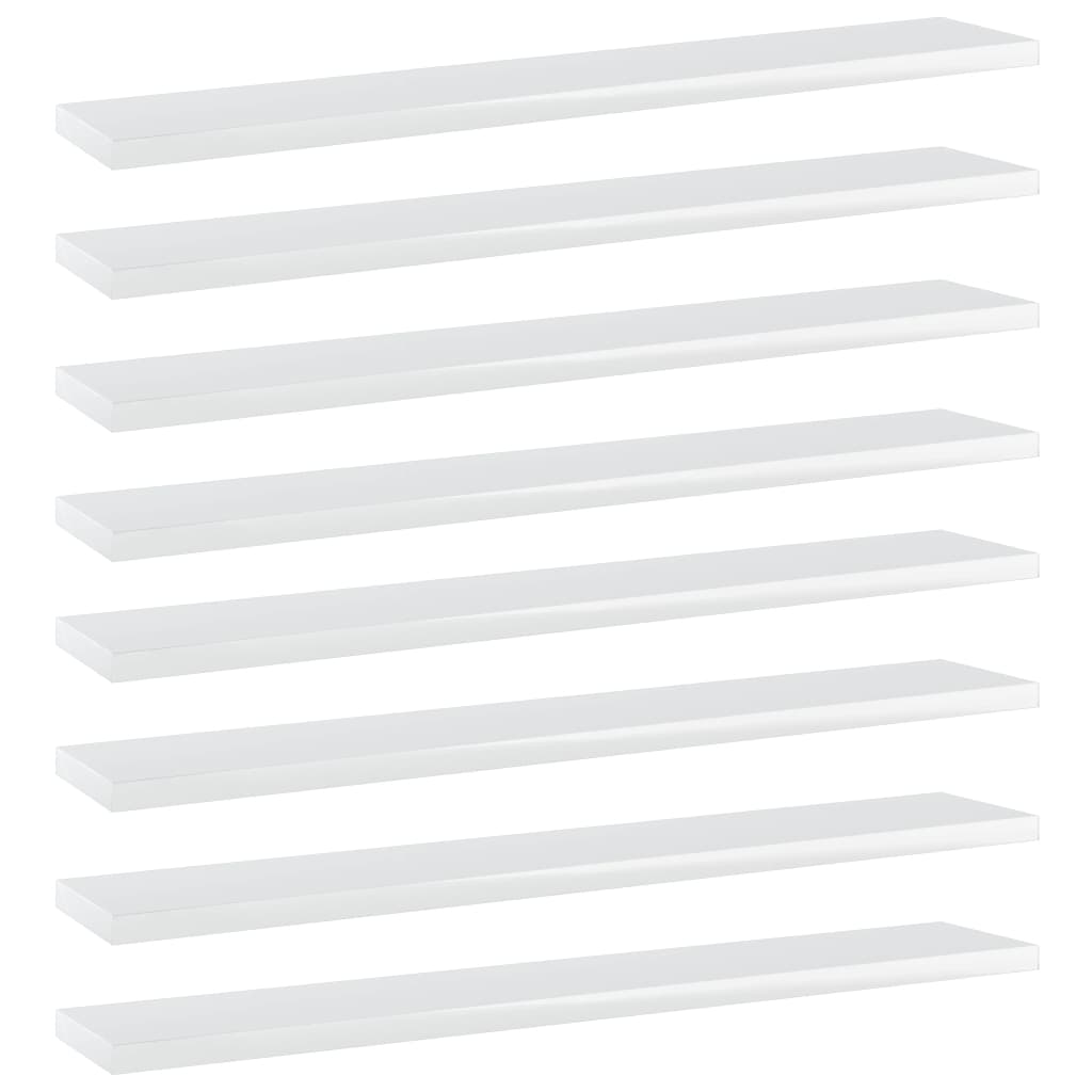 vidaXL Prídavné police 8 ks, lesklé biele 60x10x1,5 cm, drevotrieska