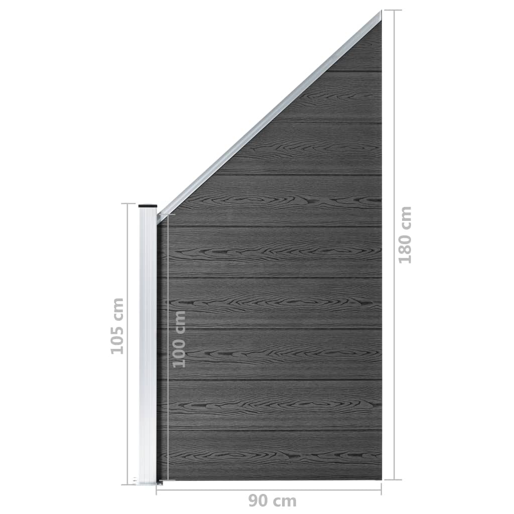 vidaXL Sada plotových panelov WPC 1484x(105-186) cm čierna