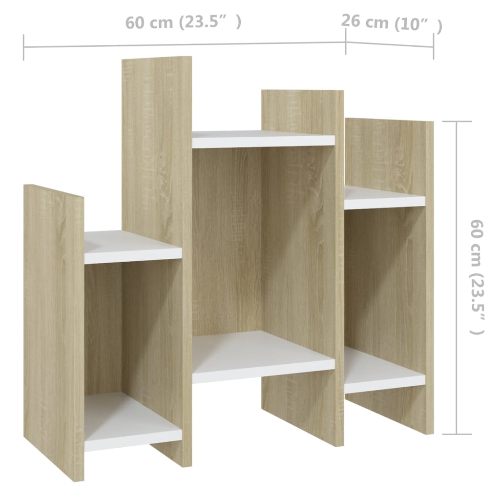 vidaXL Príručná skrinka, biela a sonoma 60x26x60 cm, kompozitné drevo
