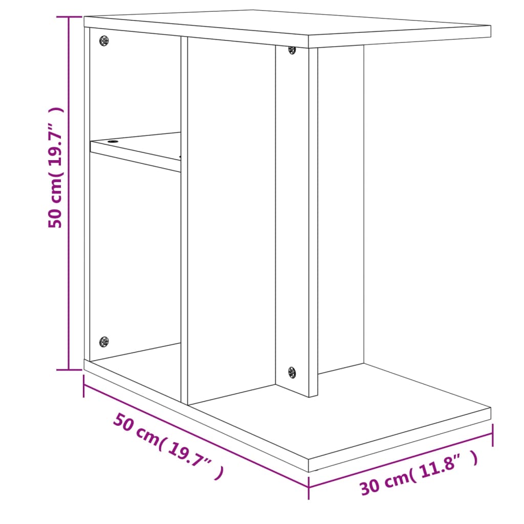 vidaXL Príručný stolík, betónovo sivý 50x30x50 cm, kompozitné drevo