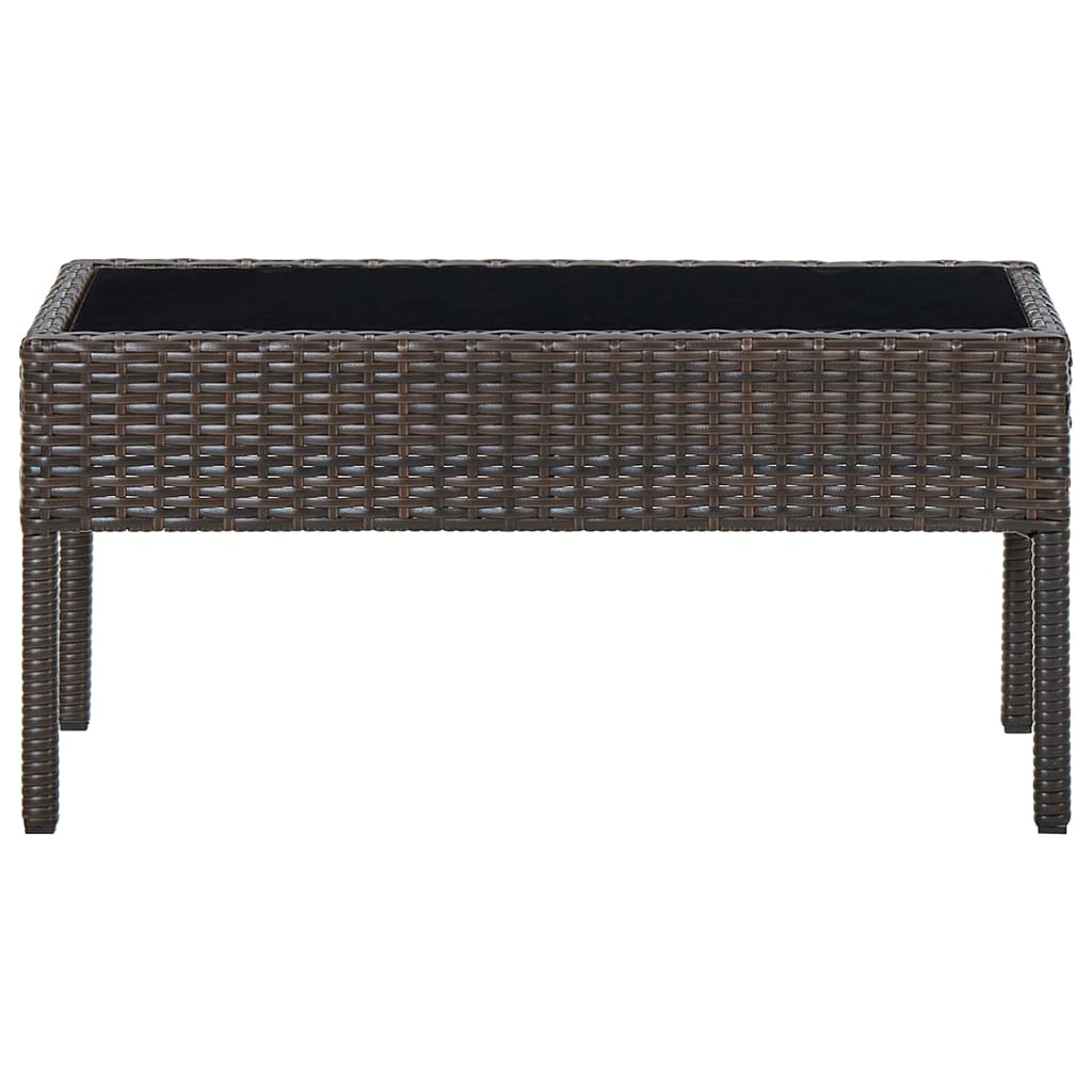 vidaXL Záhradný stôl hnedý 75x40x37 cm polyratanový