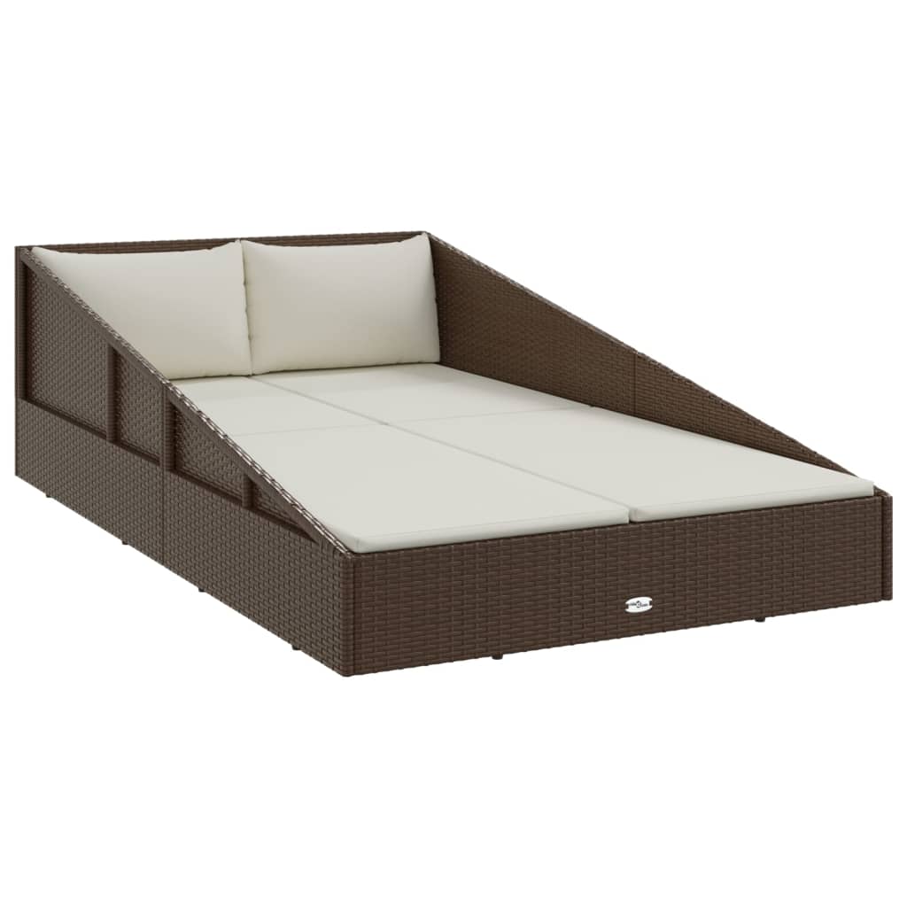 vidaXL Záhradná posteľ, hnedá 110x200 cm, polyratan