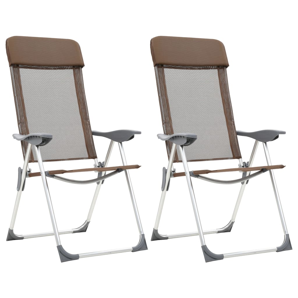 vidaXL Skladacie kempingové stoličky 2 ks, hnedé, hliník
