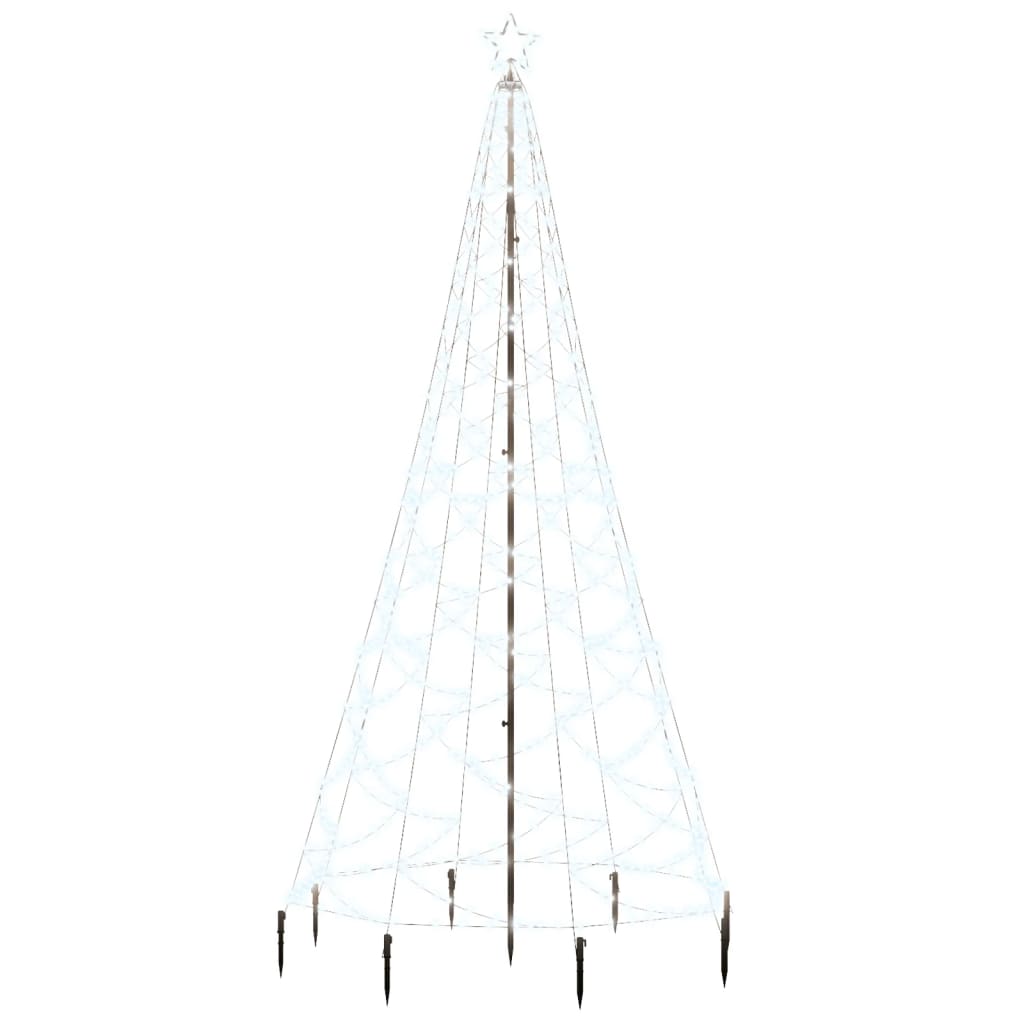 vidaXL Vianočný stromček s kovovou tyčou 500 LED diód biely 3 m