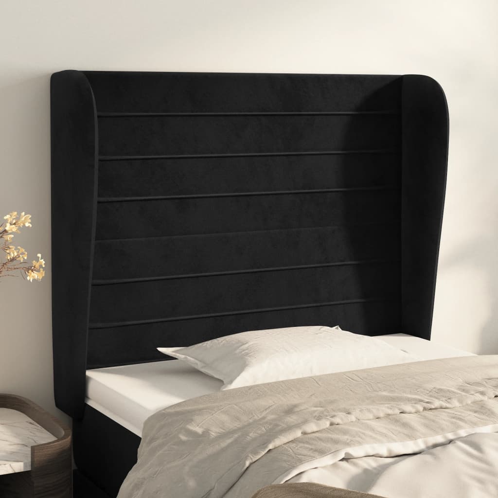 vidaXL Čelo postele so záhybmi čierne 103x23x118/128 cm zamat