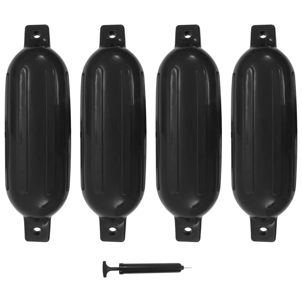 vidaXL Lodný nárazník 4 ks čierny 58,5x16,5 cm PVC
