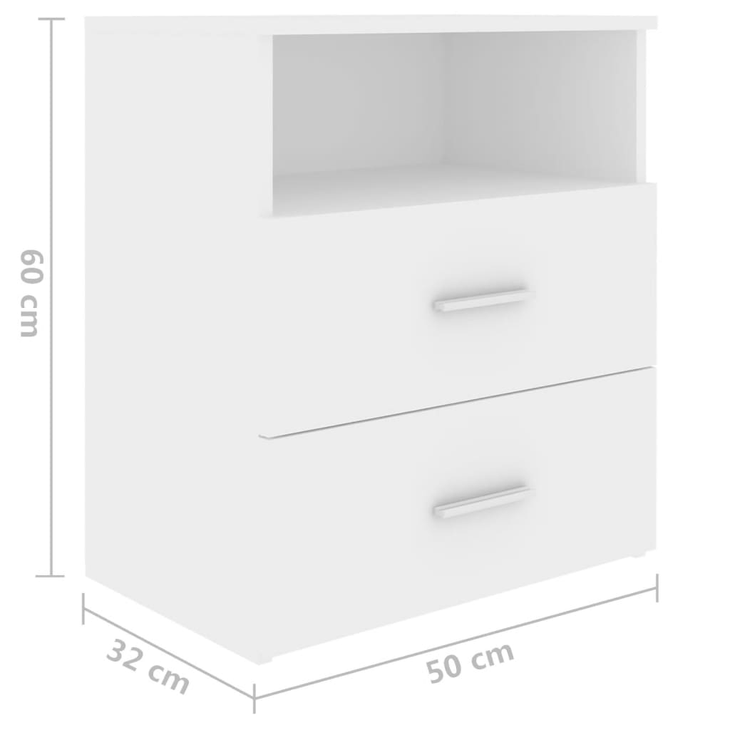 vidaXL Nočný stolík biely 50x32x60 cm