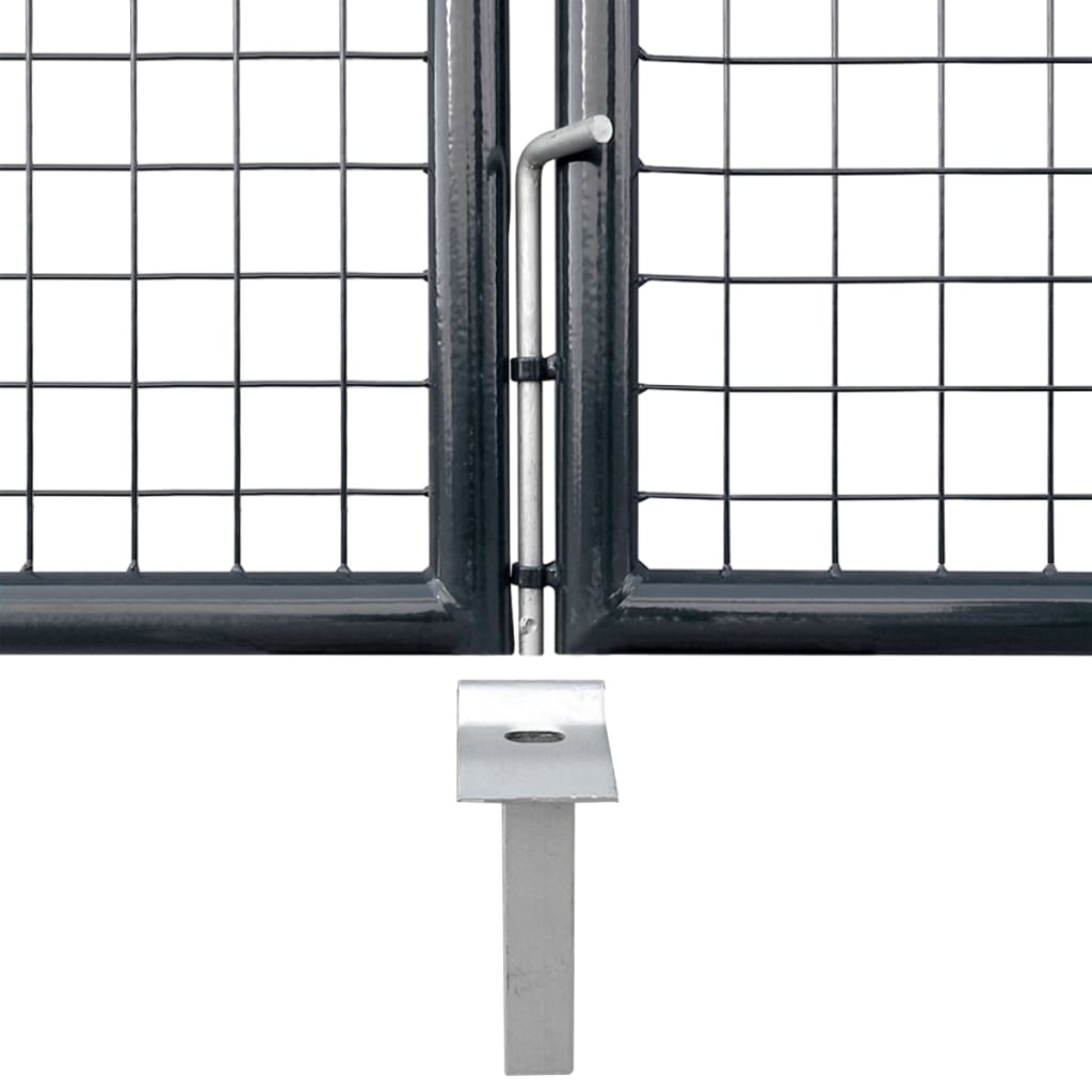 vidaXL Záhradná brána, pletivo, pozinkovaná oceľ 289x200 cm, sivá