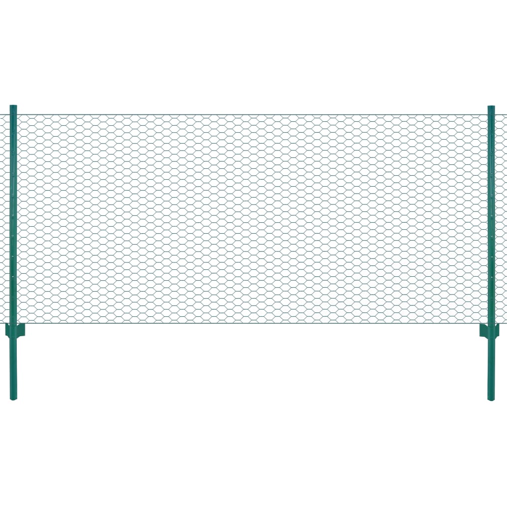 vidaXL Drôtené pletivo so stĺpikmi zelené 25x0,75 m oceľové