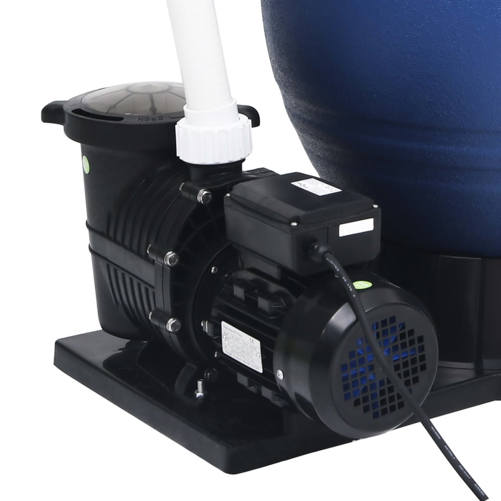 vidaXL Pieskový filter so 7-cestným ventilom a 1 000 W čerpadlom modro-čierny