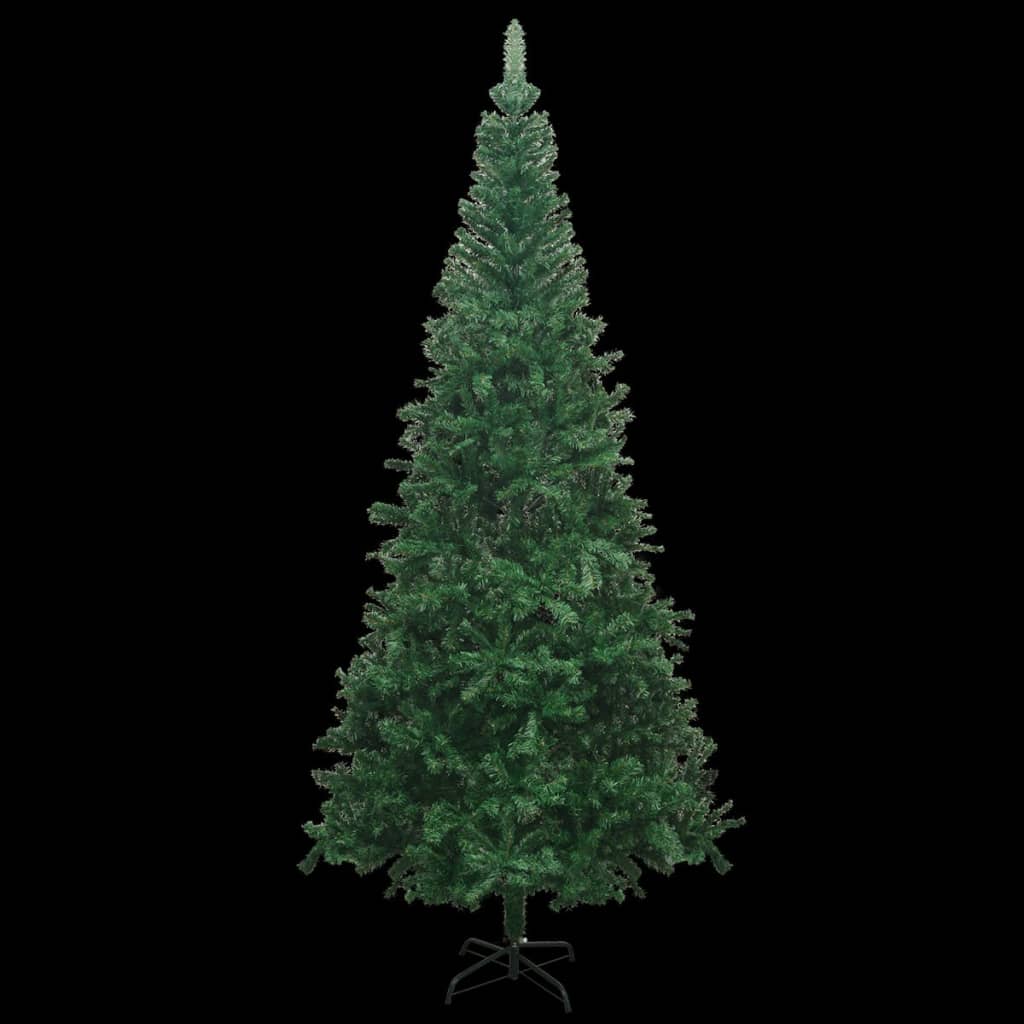 vidaXL Osvetlený umelý vianočný stromček s guľami L 240 cm, zelený