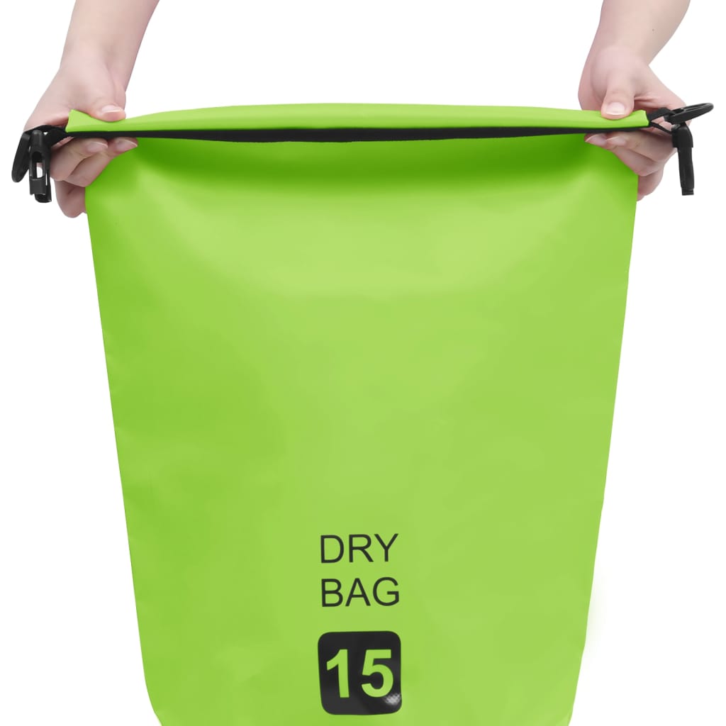 vidaXL Suchá taška zelená 15 l PVC