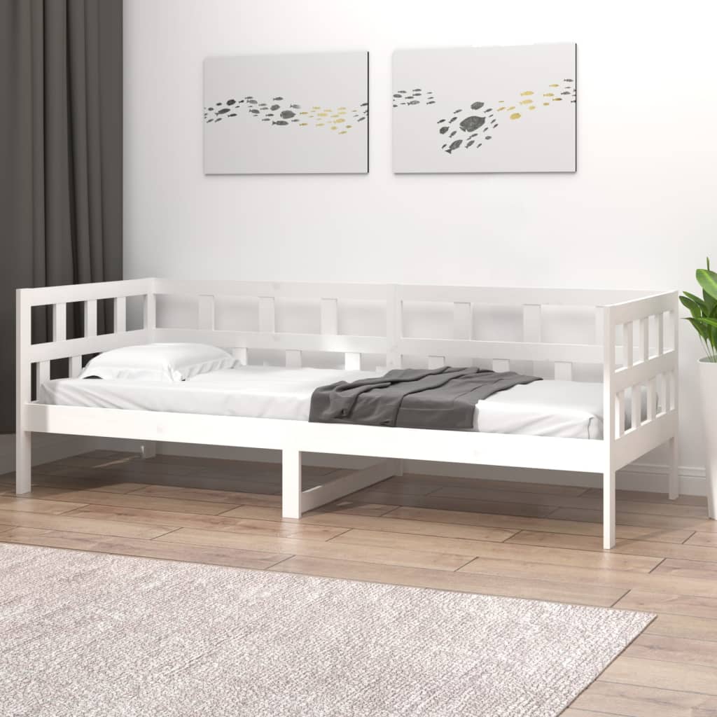 vidaXL Denná posteľ biela borovicový masív 90x190 cm