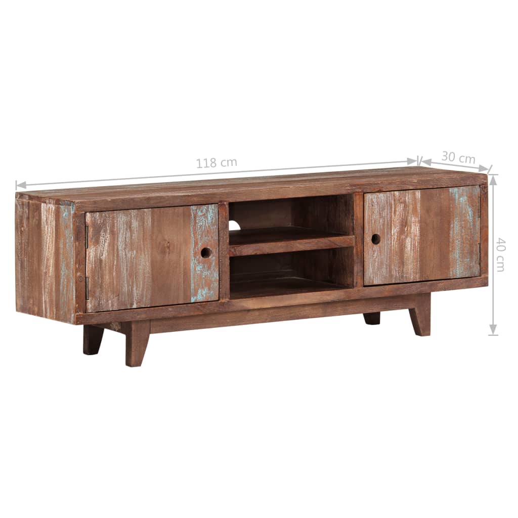 vidaXL TV stolík, masívne akáciové drevo vintage štýl 118x30x40 cm