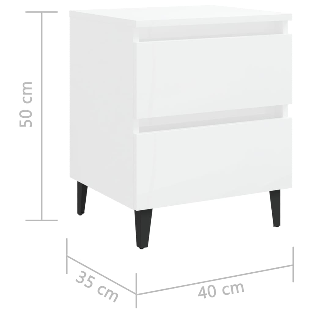 vidaXL Nočné stolíky 2 ks, lesklé biele 40x35x50 cm, kompozitné drevo