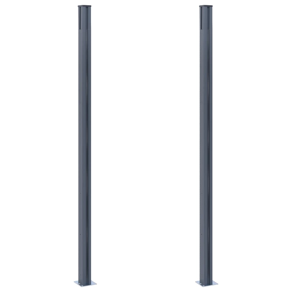 vidaXL Plotové stĺpiky 2 ks tmavosivé hliník 185 cm