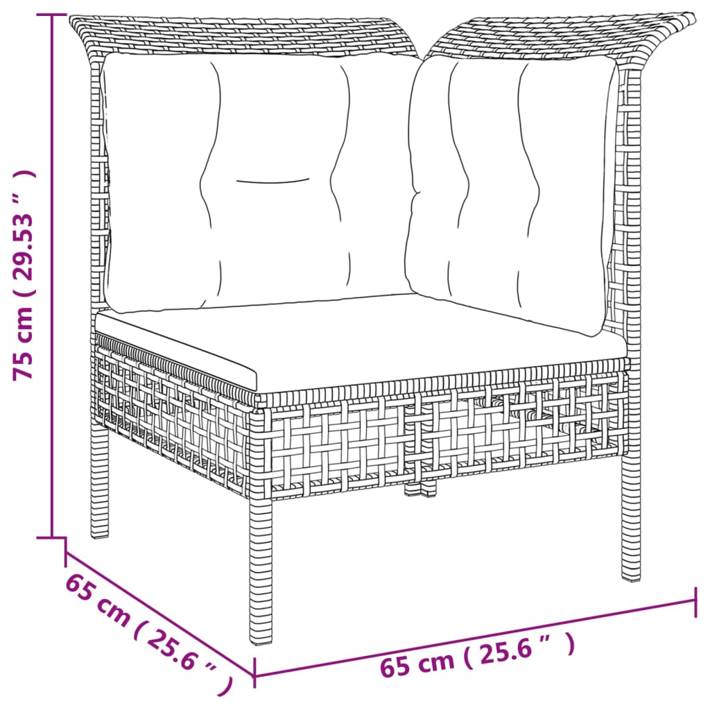 vidaXL 6-dielna záhradná sedacia súprava s podložkami polyratan sivá