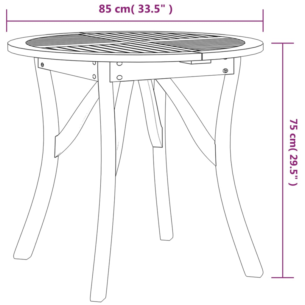 vidaXL Záhradný stôl Ø 85 cm akáciový masív