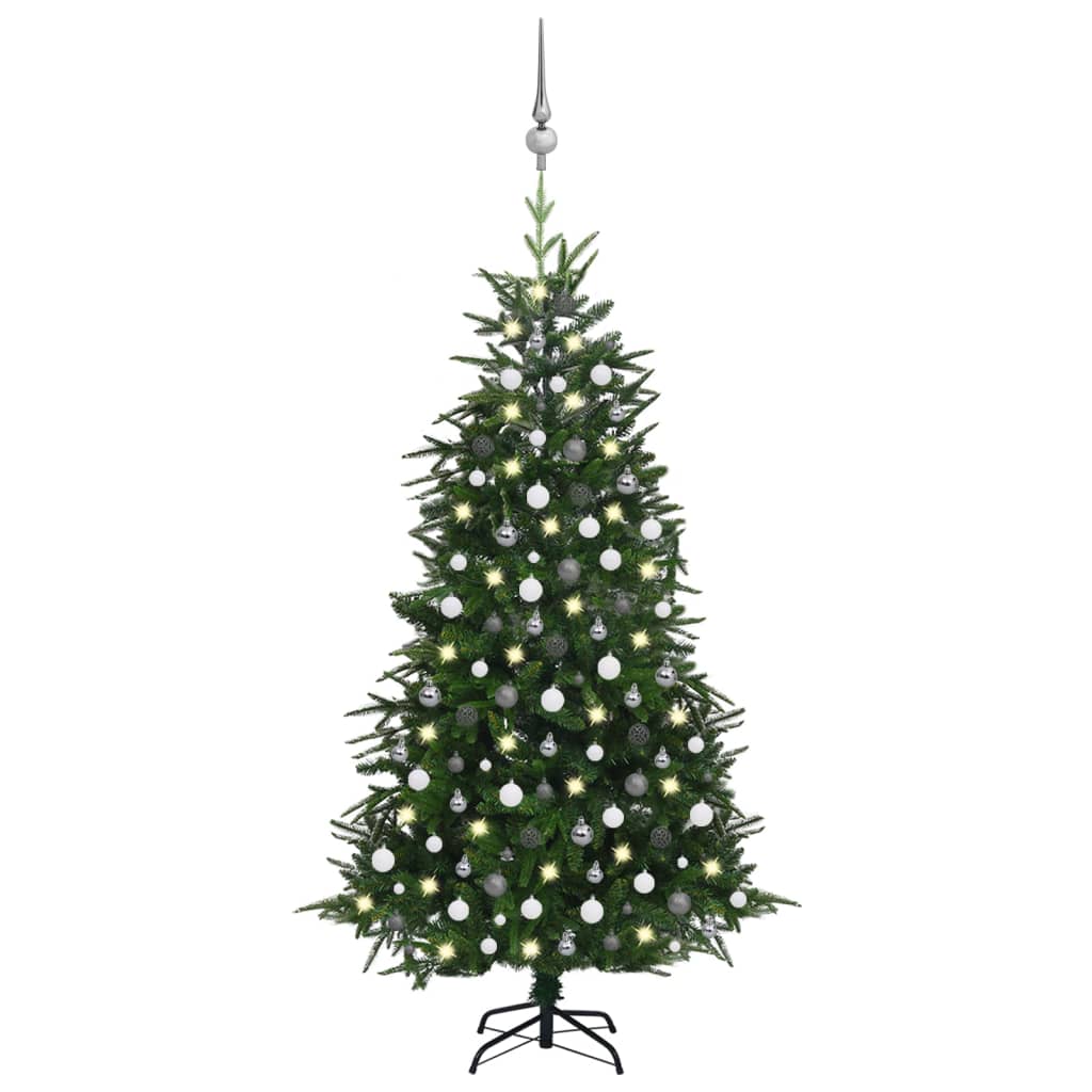 vidaXL Umelý vianočný stromček s LED a sadou gúľ, zelený 240cm PVC+PE