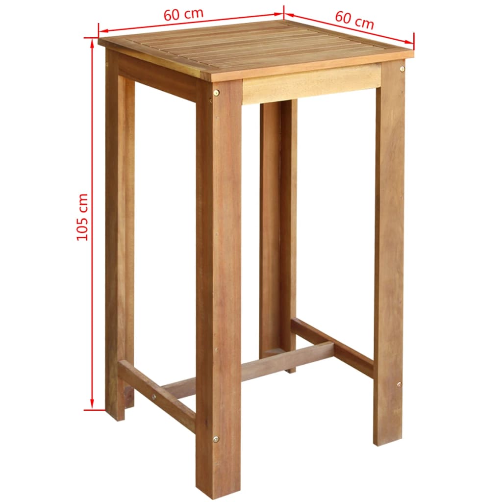 vidaXL 3-dielna súprava barového stola a stoličiek, masívne akáciové drevo