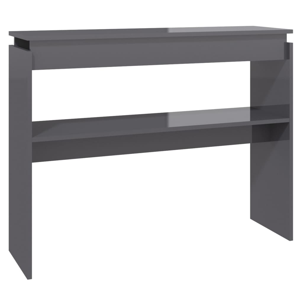 vidaXL Konzolový stolík lesklý sivý 102x30x80 cm drevotrieska