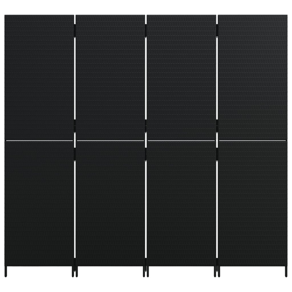 vidaXL Paraván 4 panely čierny polyratan