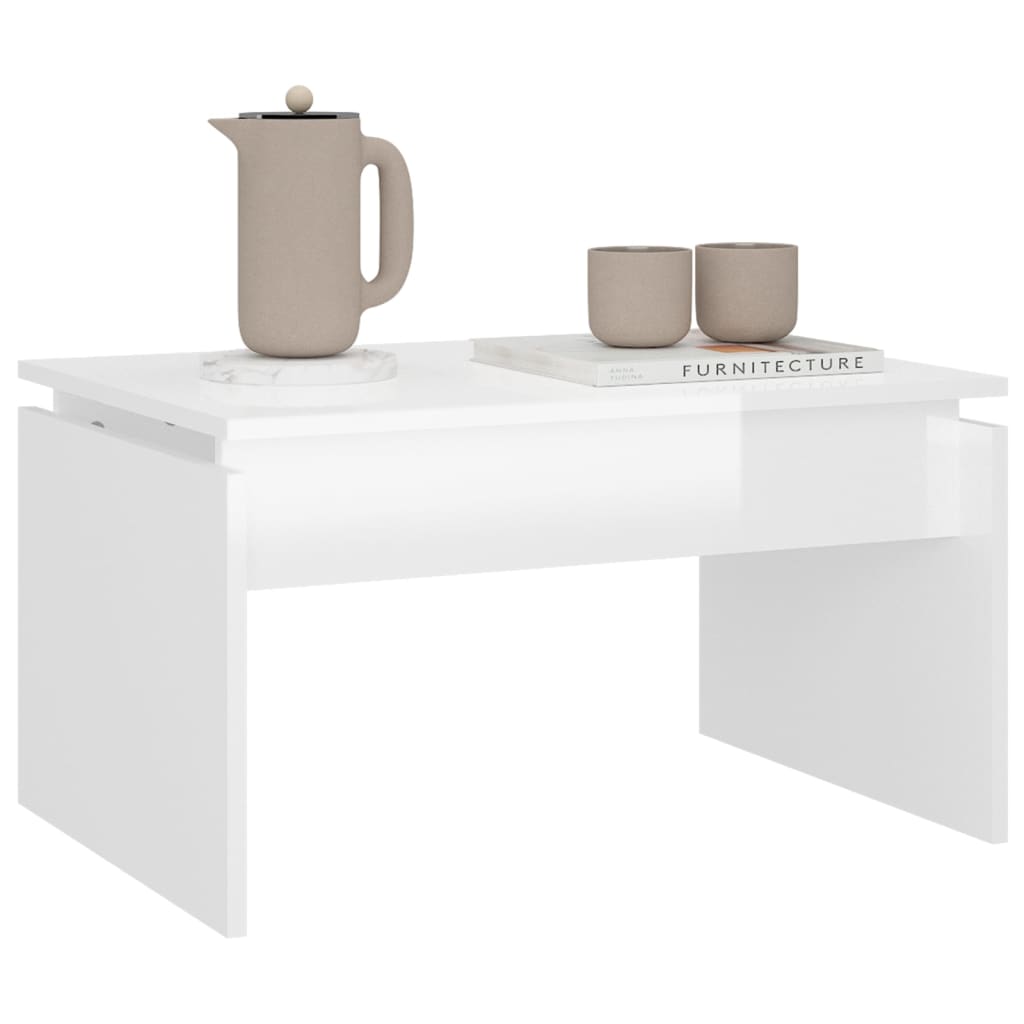 vidaXL Konferenčný stolík lesklý biely 68x50x38 cm drevotrieska