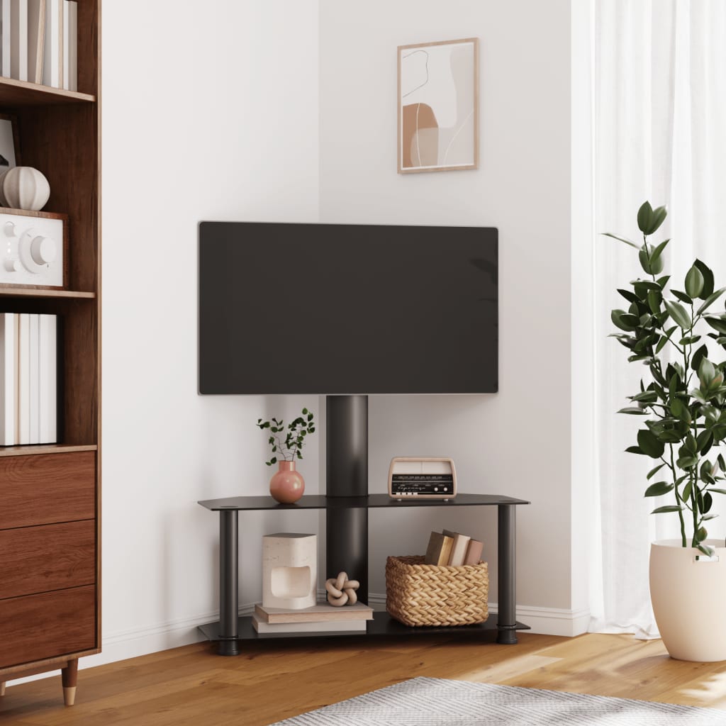 vidaXL Rohový TV stojan 2-vrstvový pre 32-70 palcov čierny