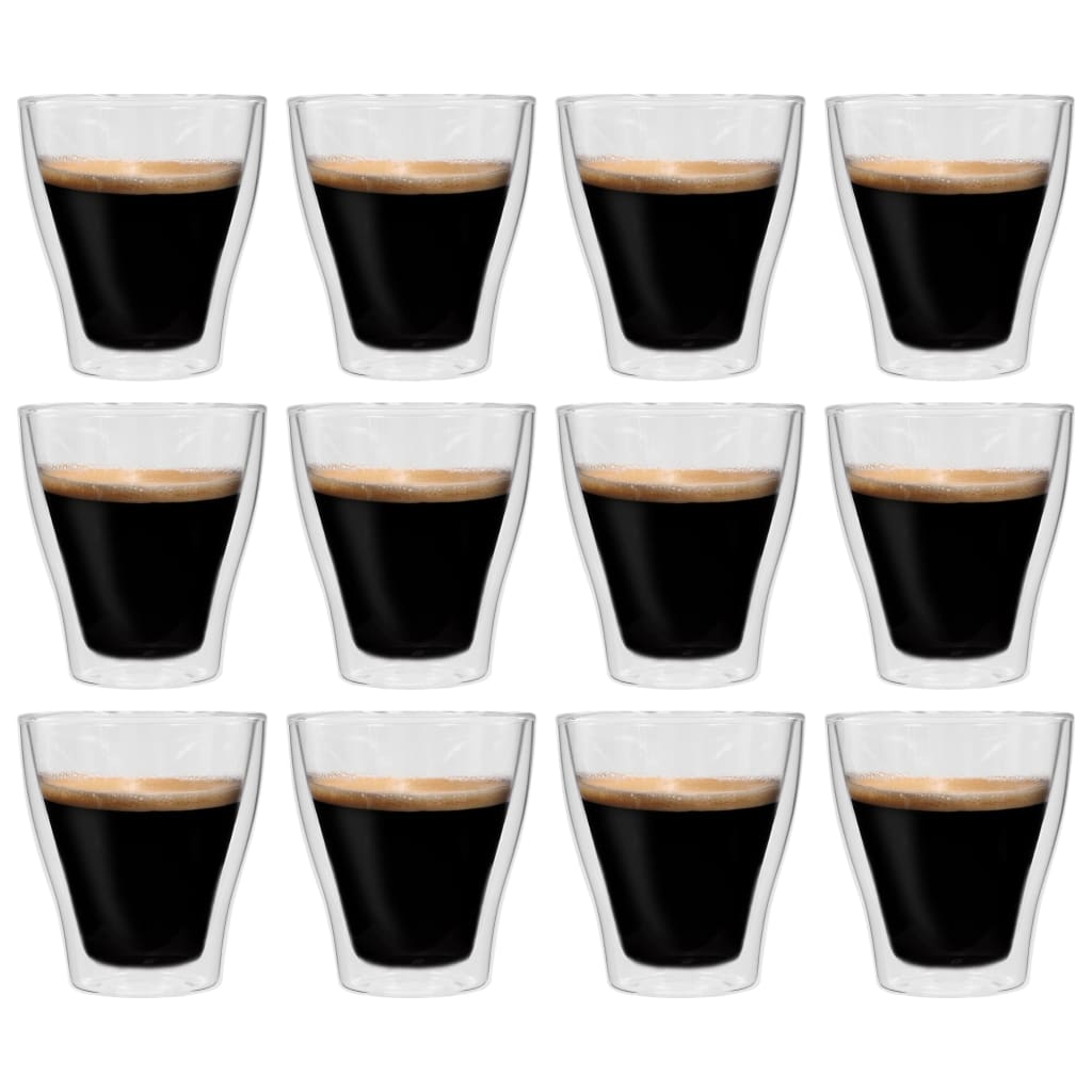 vidaXL Dvojstenné termo poháre na kávu 12 ks 280 ml