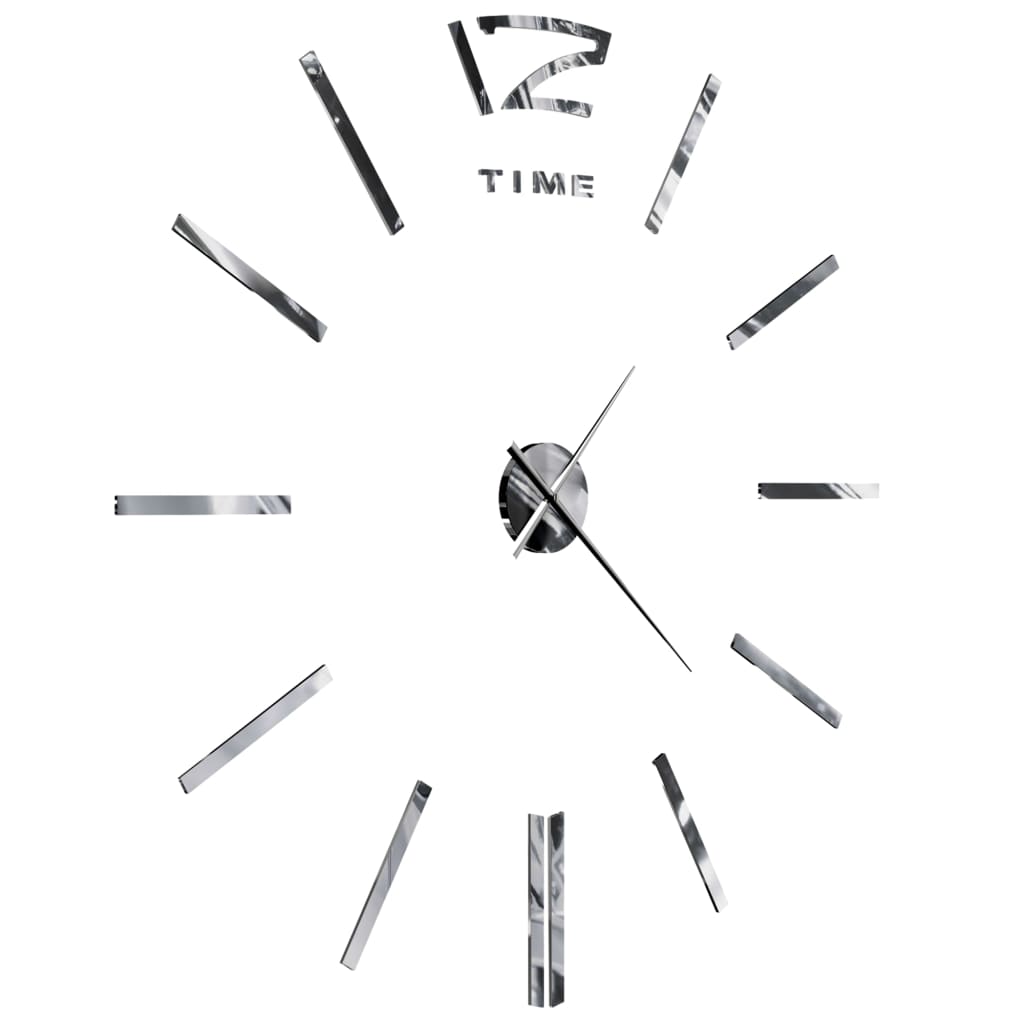 vidaXL 3D nástenné hodiny s moderným dizajnom 100 cm XXL strieborné