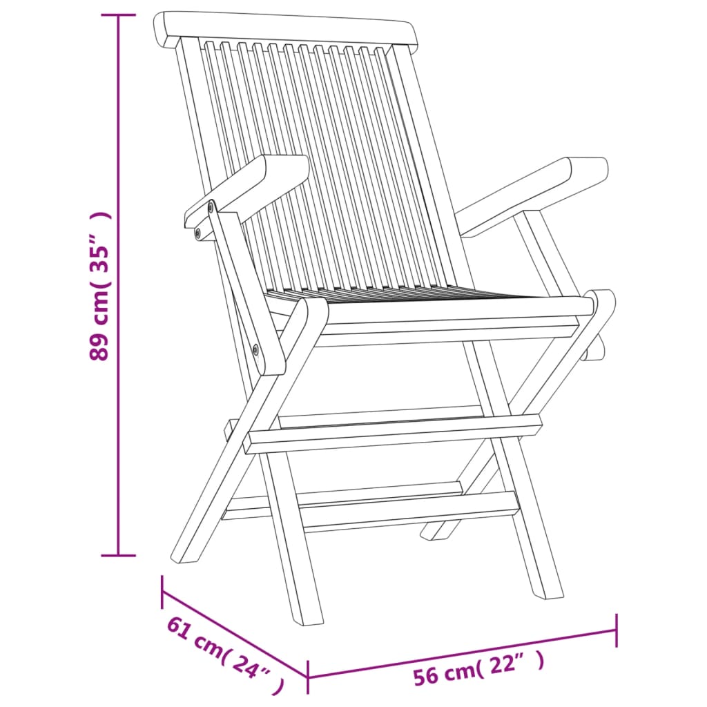 vidaXL Skladacie záhradné stoličky 6 ks sivé 56x61x89 cm tíkový masív