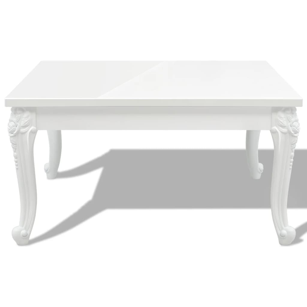 vidaXL Konferenčný stolík, 80x80x42 cm, vysoko-lesklý, biely