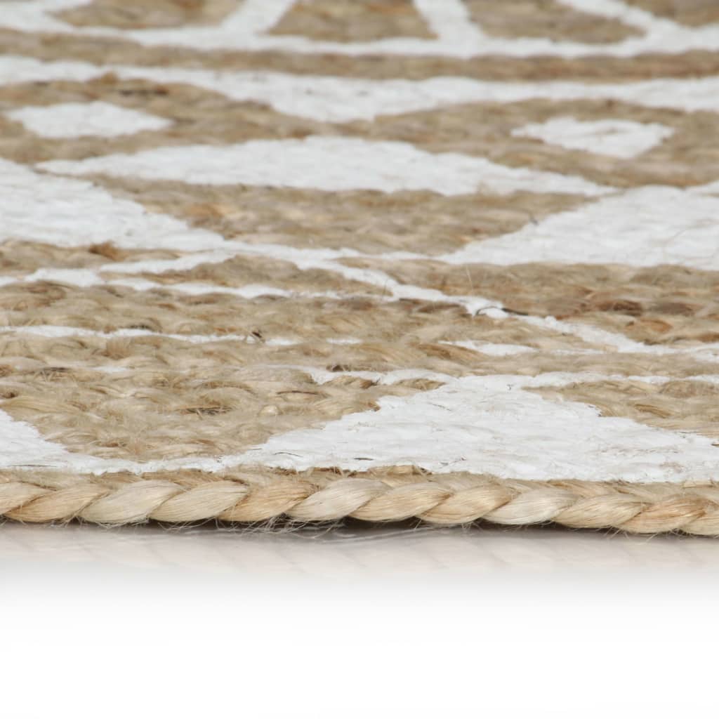 vidaXL Ručne vyrobený jutový koberec s bielou potlačou 120 cm