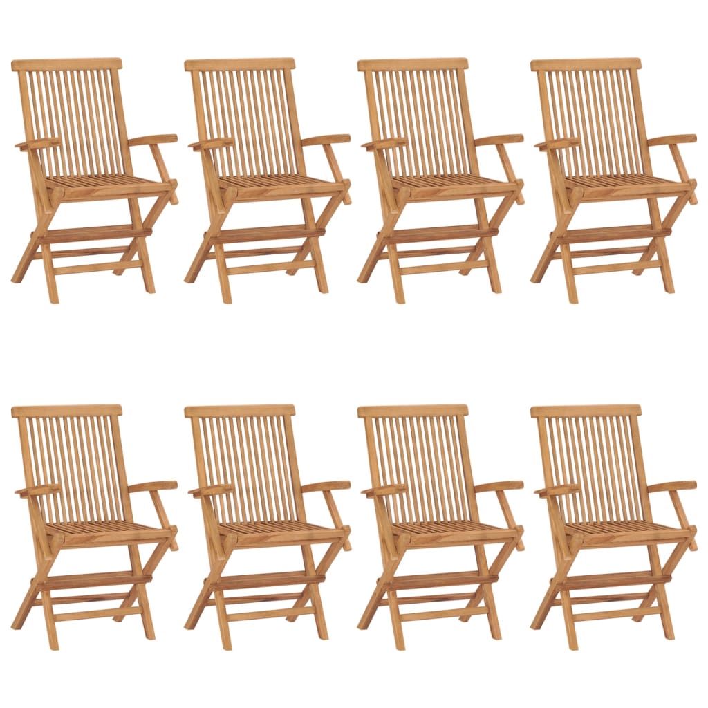 vidaXL Záhradné stoličky s modrými podložkami 8 ks tíkový masív