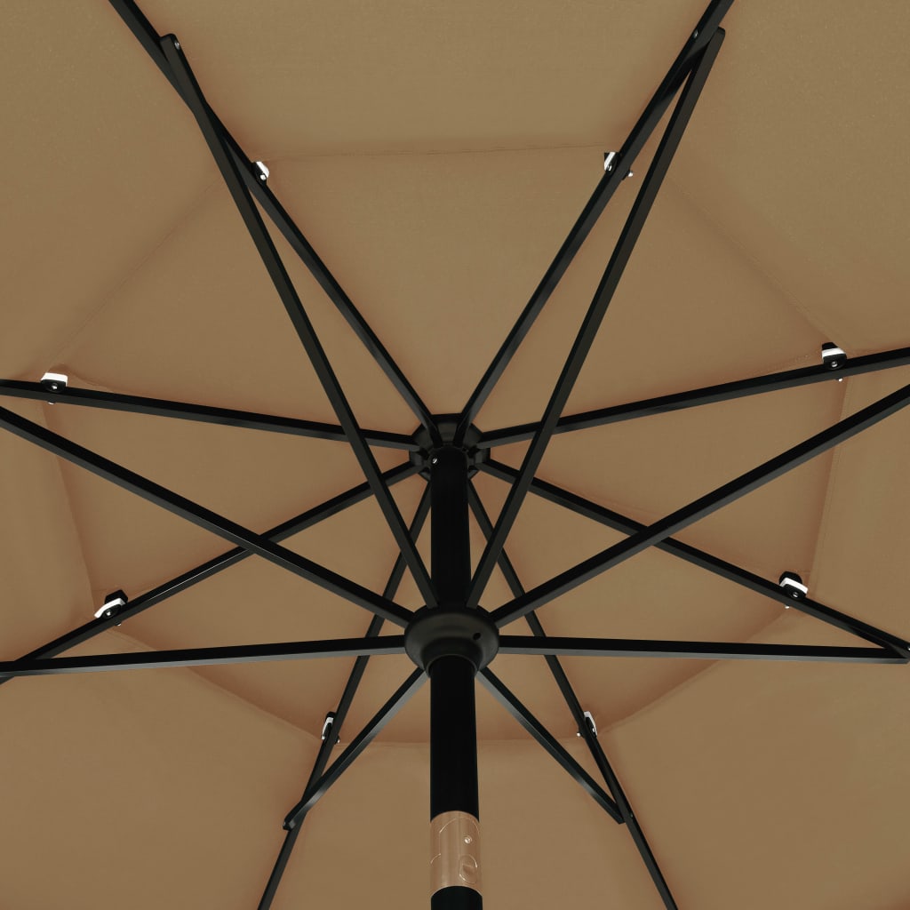 vidaXL 3-stupňový slnečník s hliníkovou tyčou sivohnedý 3,5 m