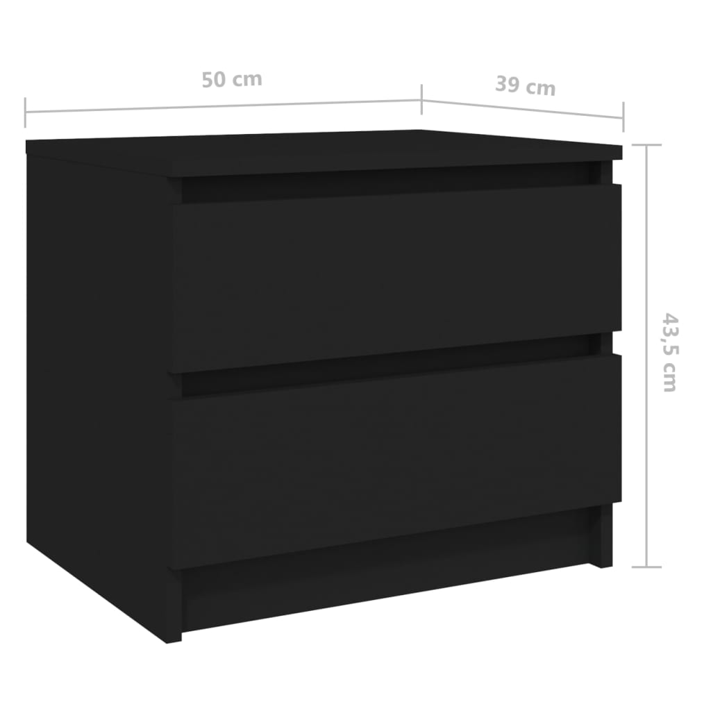 vidaXL Nočné stolíky 2 ks čierne 50x39x43,5 cm drevotrieska