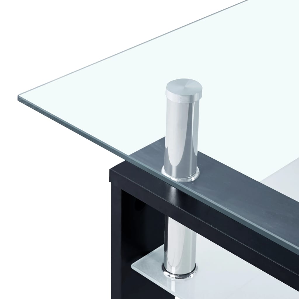 vidaXL Konferenčný stolík čierny a priesvitný 95x55x40 cm tvrdené sklo